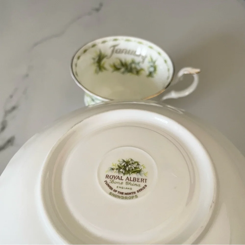 January Snowdrops Cup & Saucer by Royal Albert